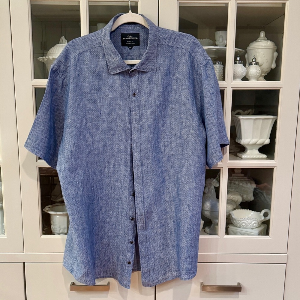 Rodd & Gunn Sports Fit Linen Casual Blue Button Down Shirt